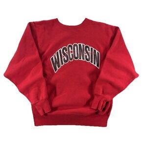 Vintage Champion Reverse Weave Wisconsin Badgers Sweatshirt Mens Large Red 90s